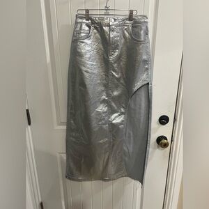 Pilcro Silver Midi Pencil Skirt Asymmetrical Slit